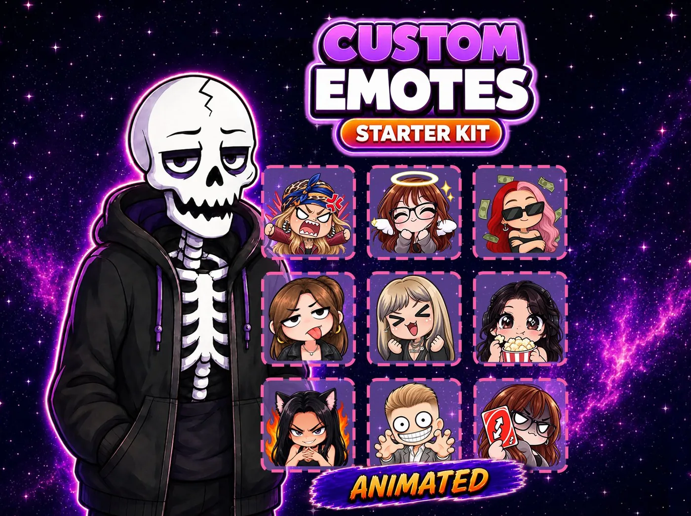 Custom emotes starter kit: static and animated set