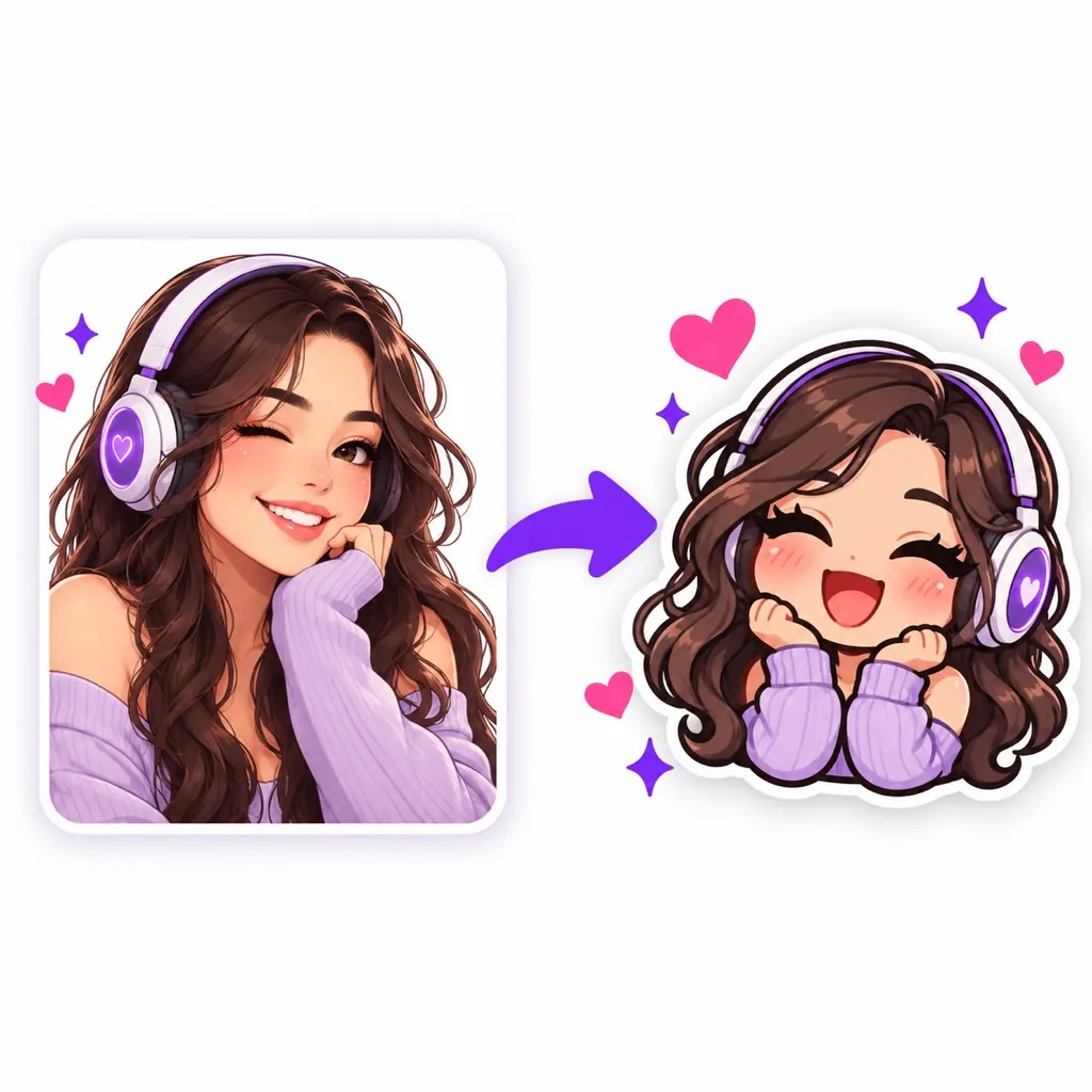 Your photo redrawn as a custom chibi emote