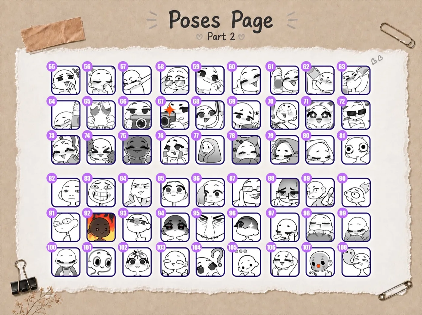 Pose catalogue, poses 55 to 108