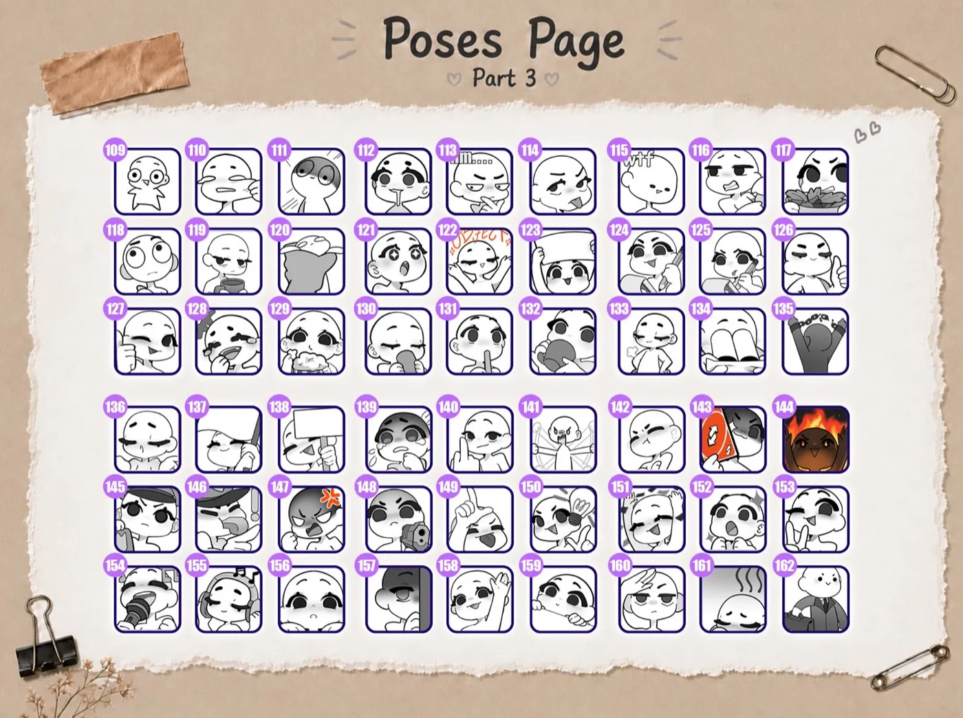Pose catalogue, poses 109 to 162
