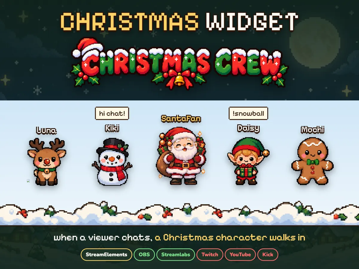 Christmas Crew (Pixel) Widget: the widget at a glance
