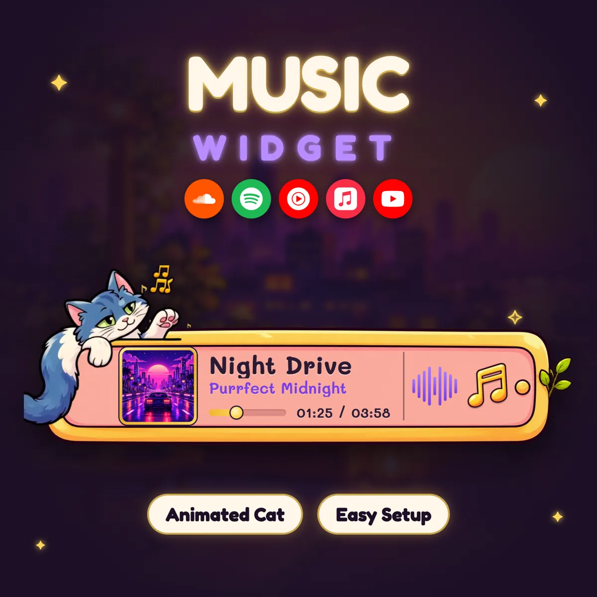 Animated music widget