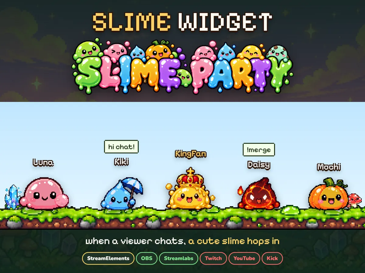 Slime Party (Pixel) Widget: the widget at a glance